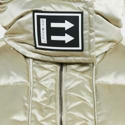 Pre Owned Off-White Cream Synthetic Quilted Down Puffer Jacket S