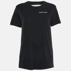 Off-White Black Logo Embroidered Jersey Crew Neck T-Shirt S