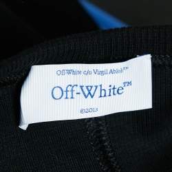 Off-White Black Logo Print Cotton Rib Knit Mini Dress S