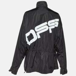 Off-White Black Logo Print Synthetic Track Jacket L
