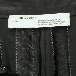 Pre Owned Off-White Black Logo Stripe Satin Flared Trousers M