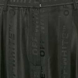 Pre Owned Off-White Black Logo Stripe Satin Flared Trousers M