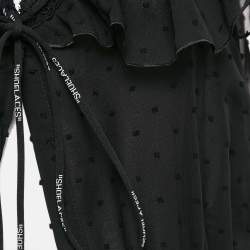 Pre Owned Off-White Black Swiss Dot Crepe Ruffled Wrap Maxi Dress M