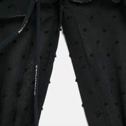 Pre Owned Off-White Black Swiss Dot Crepe Ruffled Wrap Maxi Dress M