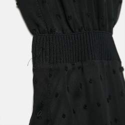 Pre Owned Off-White Black Swiss Dot Crepe Ruffled Wrap Maxi Dress M