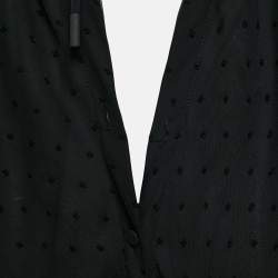 Pre Owned Off-White Black Swiss Dot Crepe Ruffled Wrap Maxi Dress M