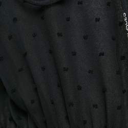 Pre Owned Off-White Black Swiss Dot Crepe Ruffled Wrap Maxi Dress M