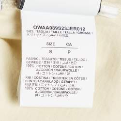Off-White Cream Embroidered Jersey Crew Neck T-Shirt S