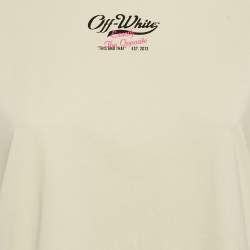 Off-White Cream Embroidered Jersey Crew Neck T-Shirt S