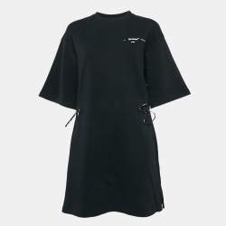 Off-White Black Puzzle Arrow Print Cotton Knit Mini Dress S