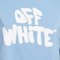 مملوكة مسبقًا Off-White Blue Logo Print Jersey Cotton Crew Neck T-Shirt S