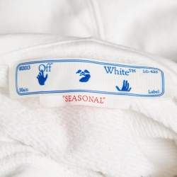 Pre Owned Off-White White Logo Embellished Cotton Hoodie M