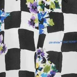 Off-White Check Floral Print Crepe Shirt S