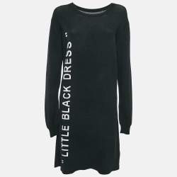 Off-White Black Stretch Knit Little Black Midi Dress L