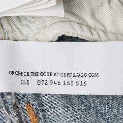 Pre Owned Off-White Blue Denim Raw Edge Shorts S Waist 26"