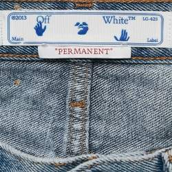 Pre Owned Off-White Blue Denim Raw Edge Shorts S Waist 26"
