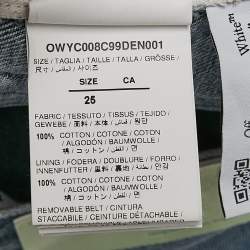 Pre Owned Off-White Blue Denim Raw Edge Shorts S Waist 26"