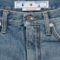 Pre Owned Off-White Blue Denim Raw Edge Shorts S Waist 26"
