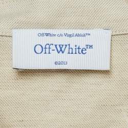 Pre Owned Off-White Beige Monogram Linen Blend Arrow Embroidered Crop Shirt S