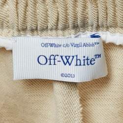 Off-White Beige Monogram Linen Blend Applique Detail Shorts S