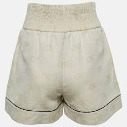 Off-White Beige Monogram Linen Blend Applique Detail Shorts S