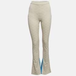 Off-White Neutral Cream Monogram Jersey Slit Detail Leggings XS