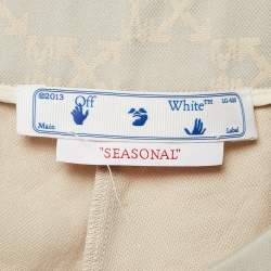 Off-White Neutral Cream Monogram Jersey Slit Detail Leggings XS