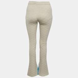Off-White Neutral Cream Monogram Jersey Slit Detail Leggings XS