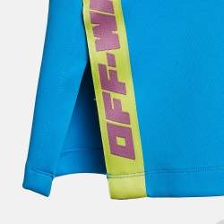 Off-White Blue Jersey Logo Tape and Slit Detail Leggings S