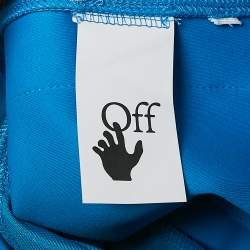 Off-White Blue Jersey Logo Tape and Slit Detail Leggings S