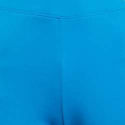 Off-White Blue Jersey Logo Tape and Slit Detail Leggings S
