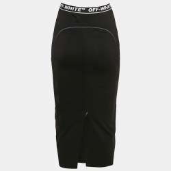 Pre Owned Off-White Black Jersey Logo Waist Detail Midi Performance Skirt S
