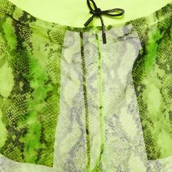 Off-White Neon Yellow Snake Print Organza Sheer Joggers M