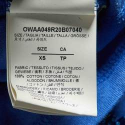 Pre Owned Off-White Blue Coral Embroidered Cotton Crew Neck T-Shirt XS