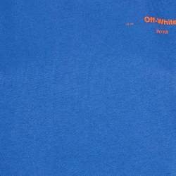 Pre Owned Off-White Blue Coral Embroidered Cotton Crew Neck T-Shirt XS