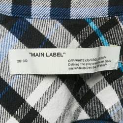 Pre Owned Off-White Blue Printed Checked Flannel Oversized Shirt S