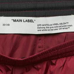 Off-White Dark Red Nylon Zip-Up Detail Joggers L