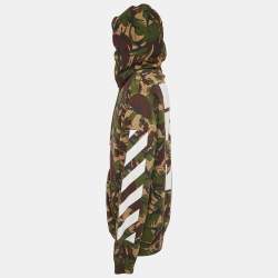 Off-White Green Camouflage Print Cotton Knit Hooded Zip-Up Jacket XL