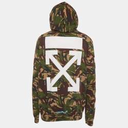 Off-White Green Camouflage Print Cotton Knit Hooded Zip-Up Jacket XL