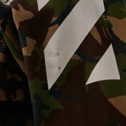 Off-White Green Camouflage Print Cotton Knit Hooded Zip-Up Jacket XL