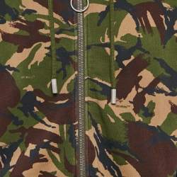 Off-White Green Camouflage Print Cotton Knit Hooded Zip-Up Jacket XL