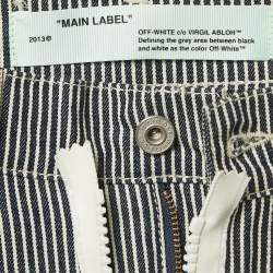 Pre Owned Off-White Navy Blue & White Striped Denim Ruffled Asymmetric Skirt S