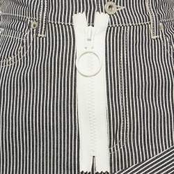 Pre Owned Off-White Navy Blue & White Striped Denim Ruffled Asymmetric Skirt S