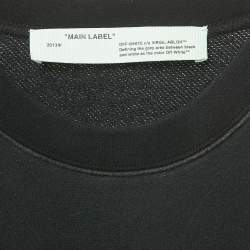 Pre Owned Off-White Charcoal Black Printed Knit Crew Neck Sweatshirt L