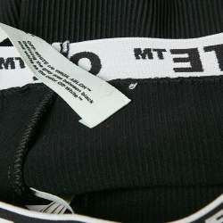 Off-White Black Logo Waistband Stripe Textured Jersey Leggings S