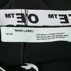 Off-White Black Logo Waistband Stripe Textured Jersey Leggings S