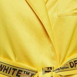 Off-White Yellow Satin Belted Open Front Jacket M