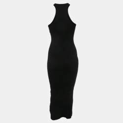 Pre Owned Off-White Black Logo Rib-Knit Midi Tank Dress XS