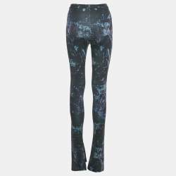 Pre Owned Off-White Black Abstract Print Jersey Flared Leggings S