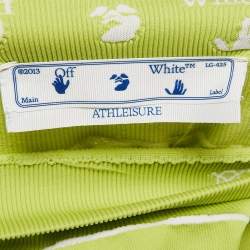 Pre Owned leggings أوف وايت خضراء محززة مقلمة بمقاس صغير